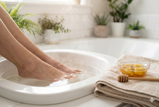 Warm Water for cracked heels