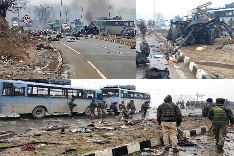 सीआरपीएफ के काफिले पर नापाक पाक का कायराना आतंकी हमला, 40 जवान शहीद